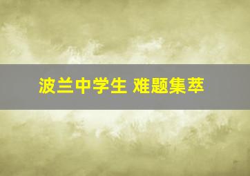 波兰中学生 难题集萃